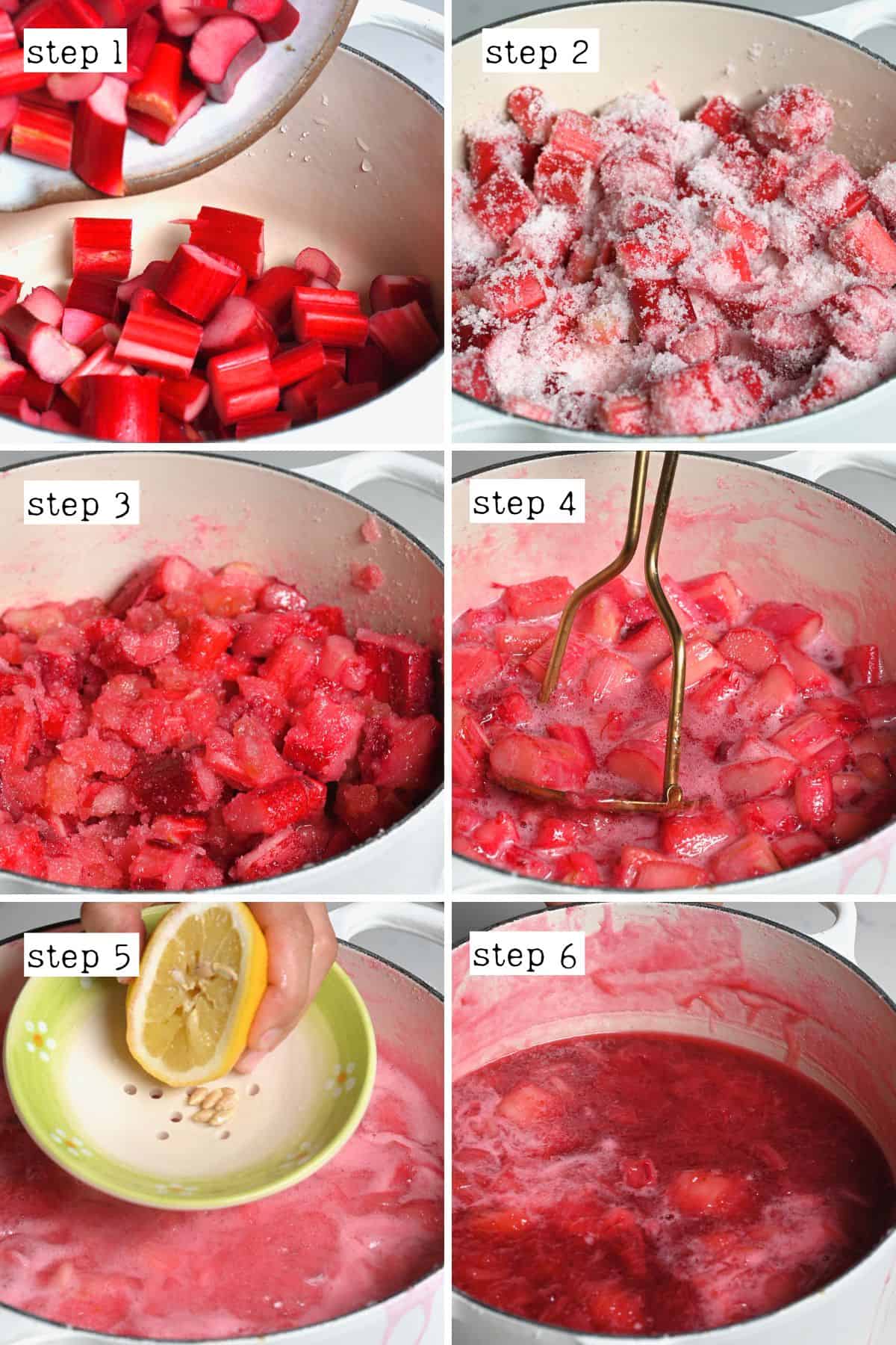 Steps for making rhubarb jam