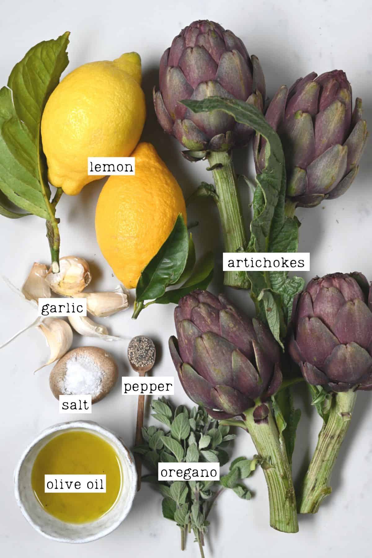 Ingredients for roasted artichoke