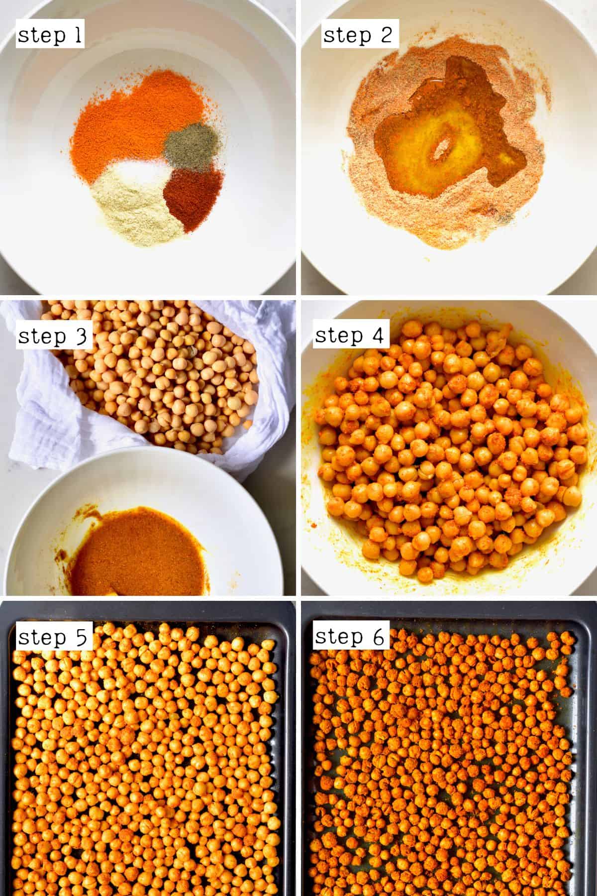 Steps for making roasted chickpeas