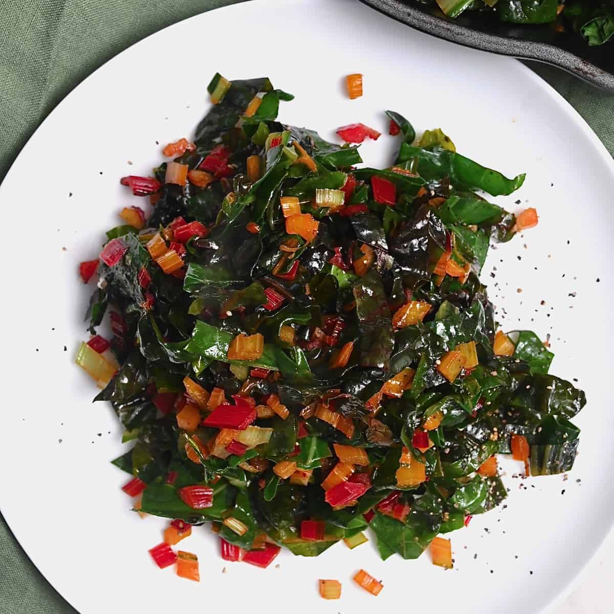 A serving of sautéed chard in a plate