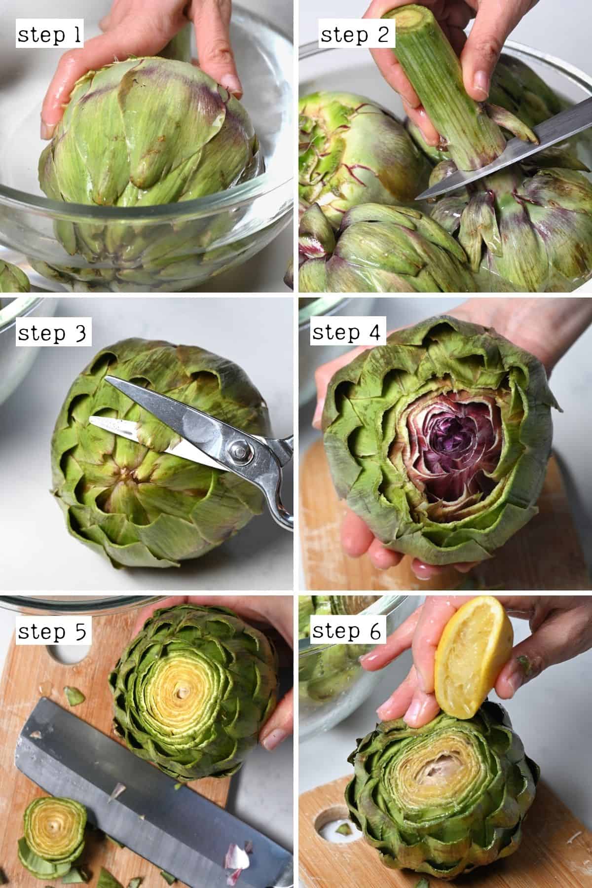 Steps for prepping artichoke