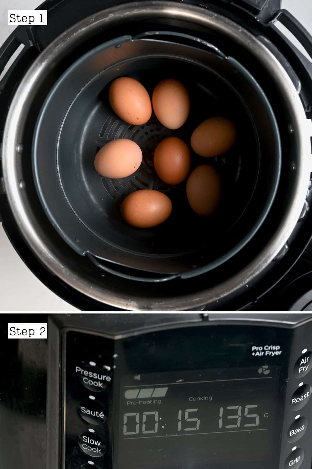 Steps for cooking eggs in air fryer