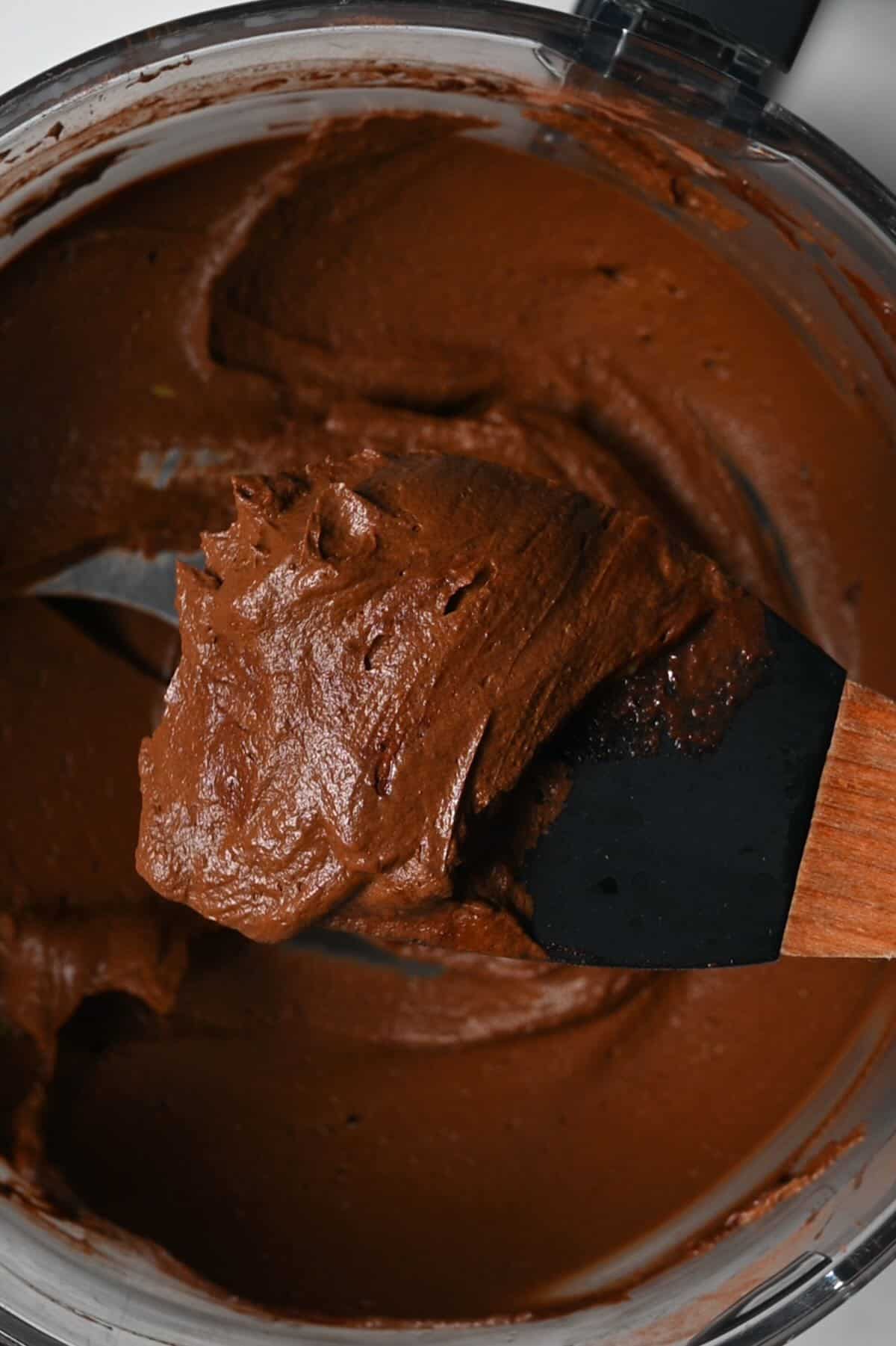 A close up of a spoonful of mousse
