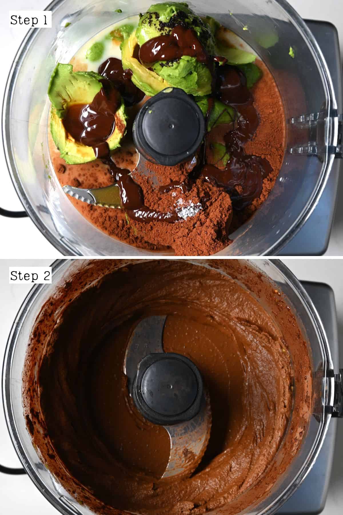 Steps for making avocado chocolate mousse