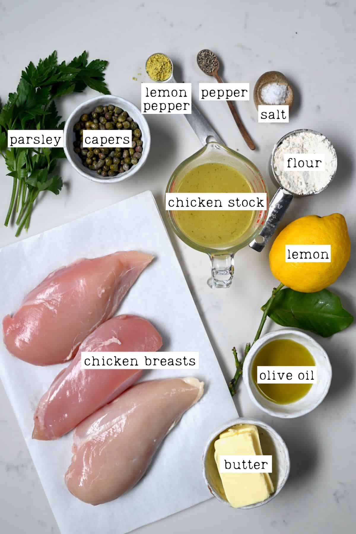 Ingredients for chicken piccata