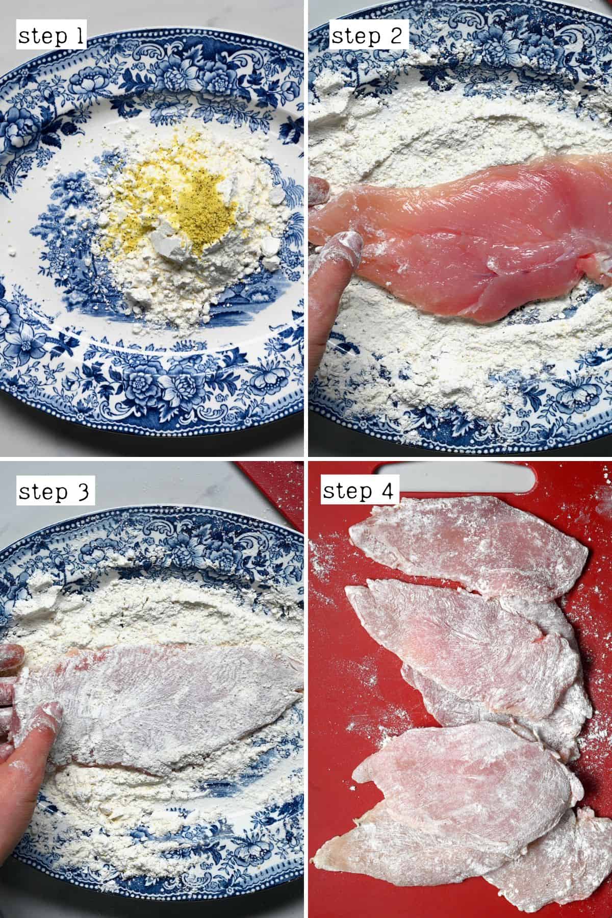 Steps for breading chicken with flour
