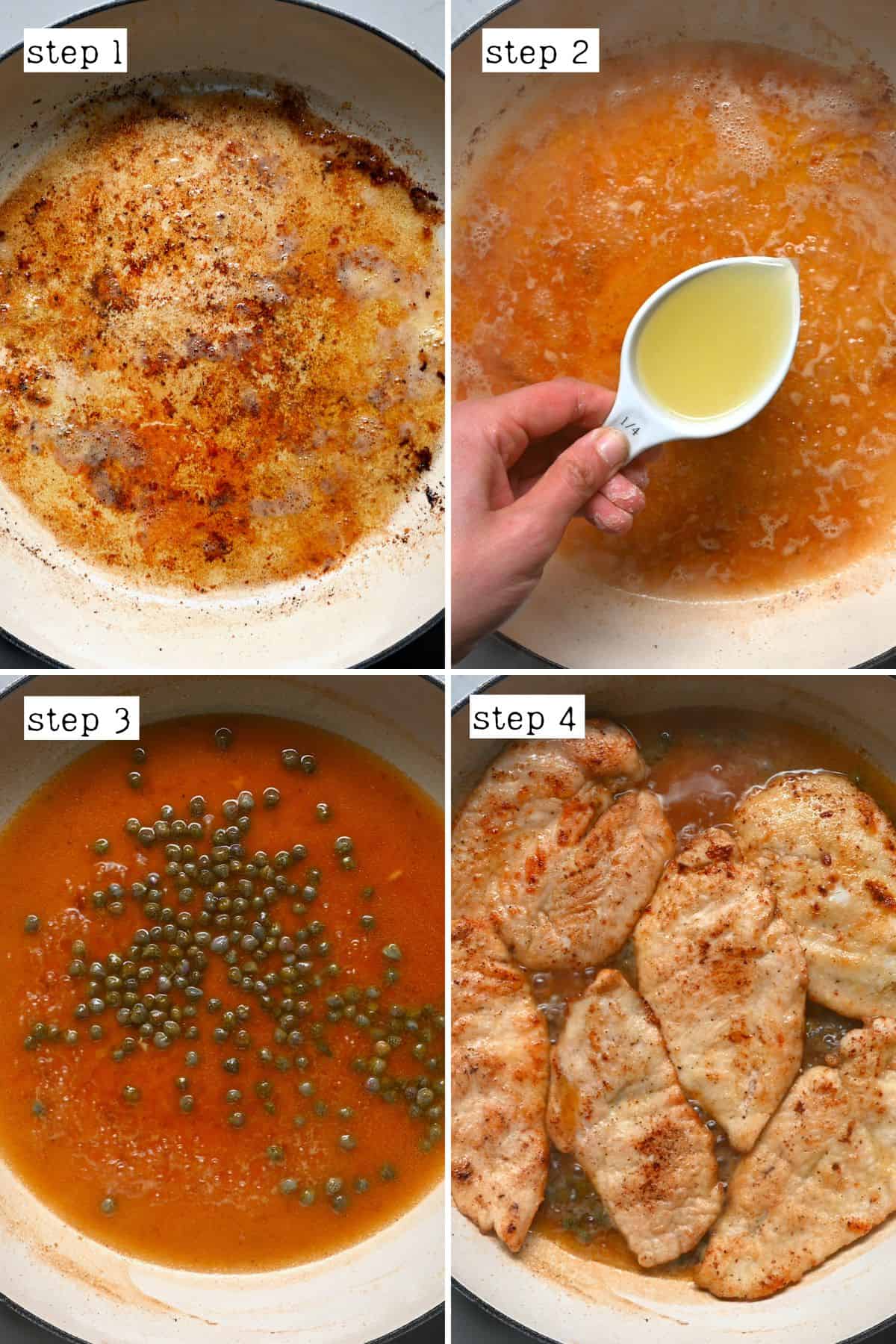 Steps for making chicken piccata