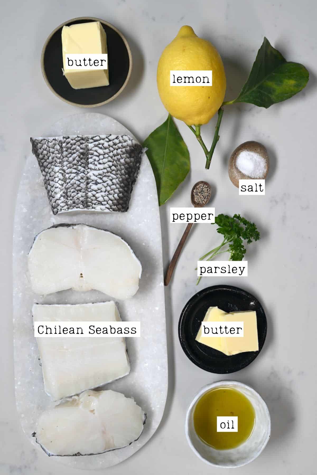 Ingredients for pan seared seabass