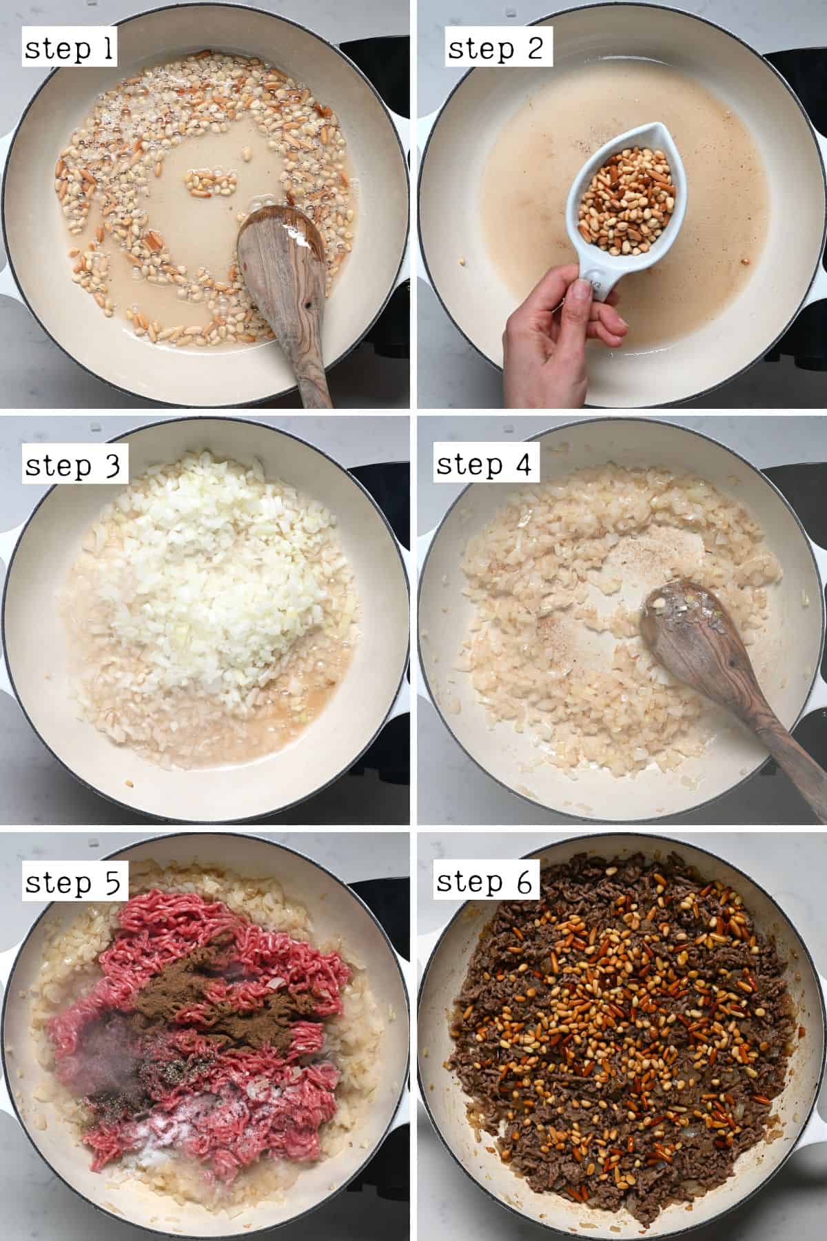 Steps for cooking kibbeh filling