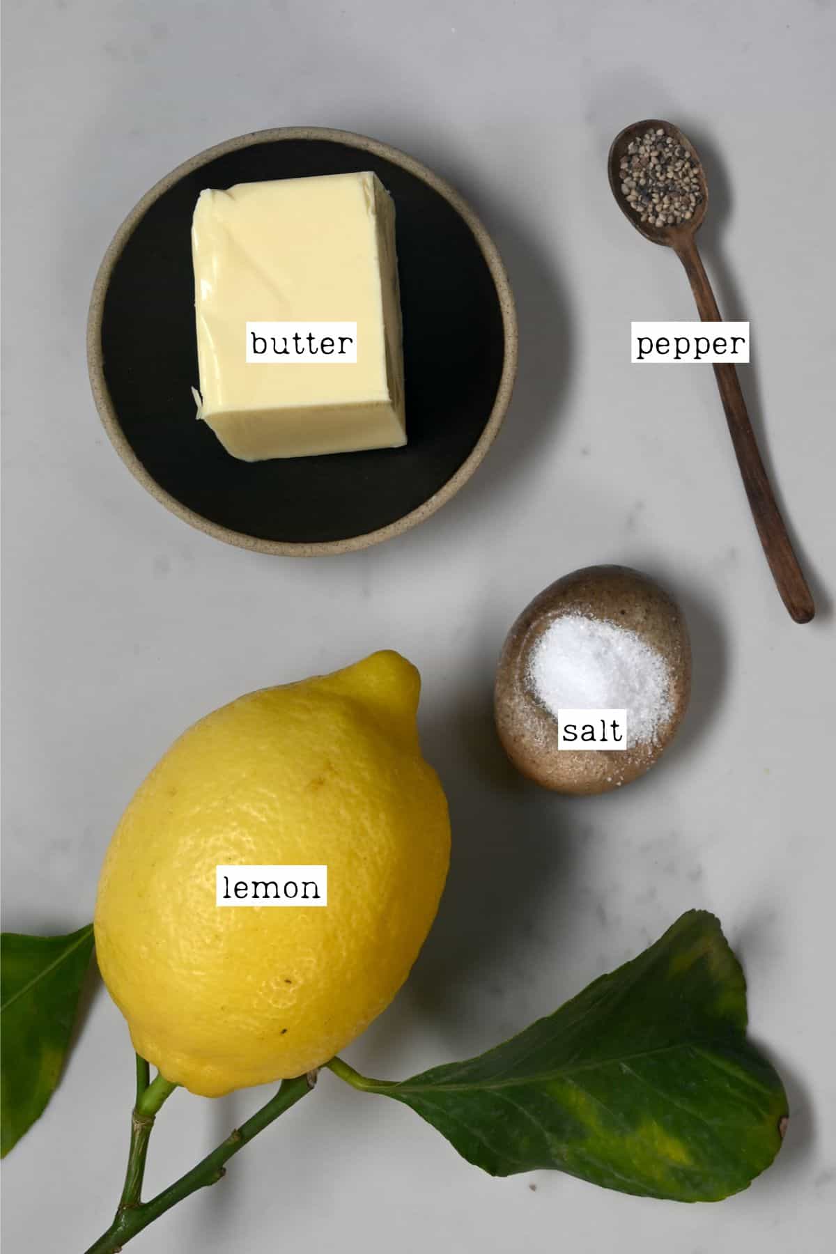 Ingredients for lemon butter sauce