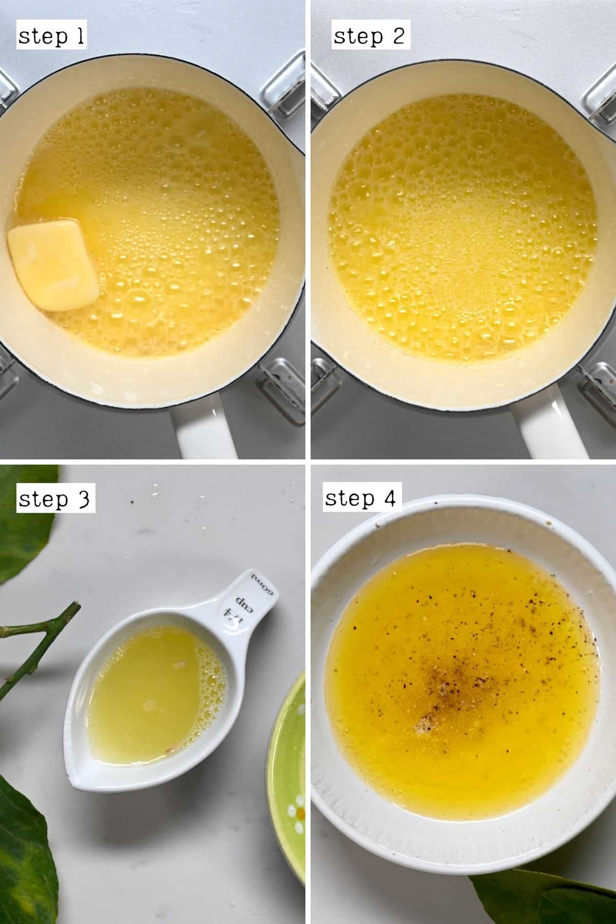Steps for making lemon butter sauce