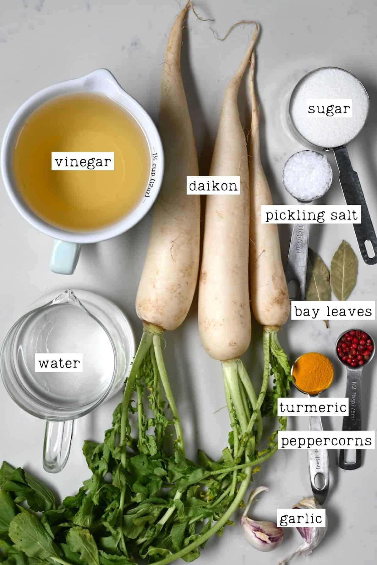Ingredients for pickled daikon