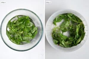 Steps for cleaning radish greens