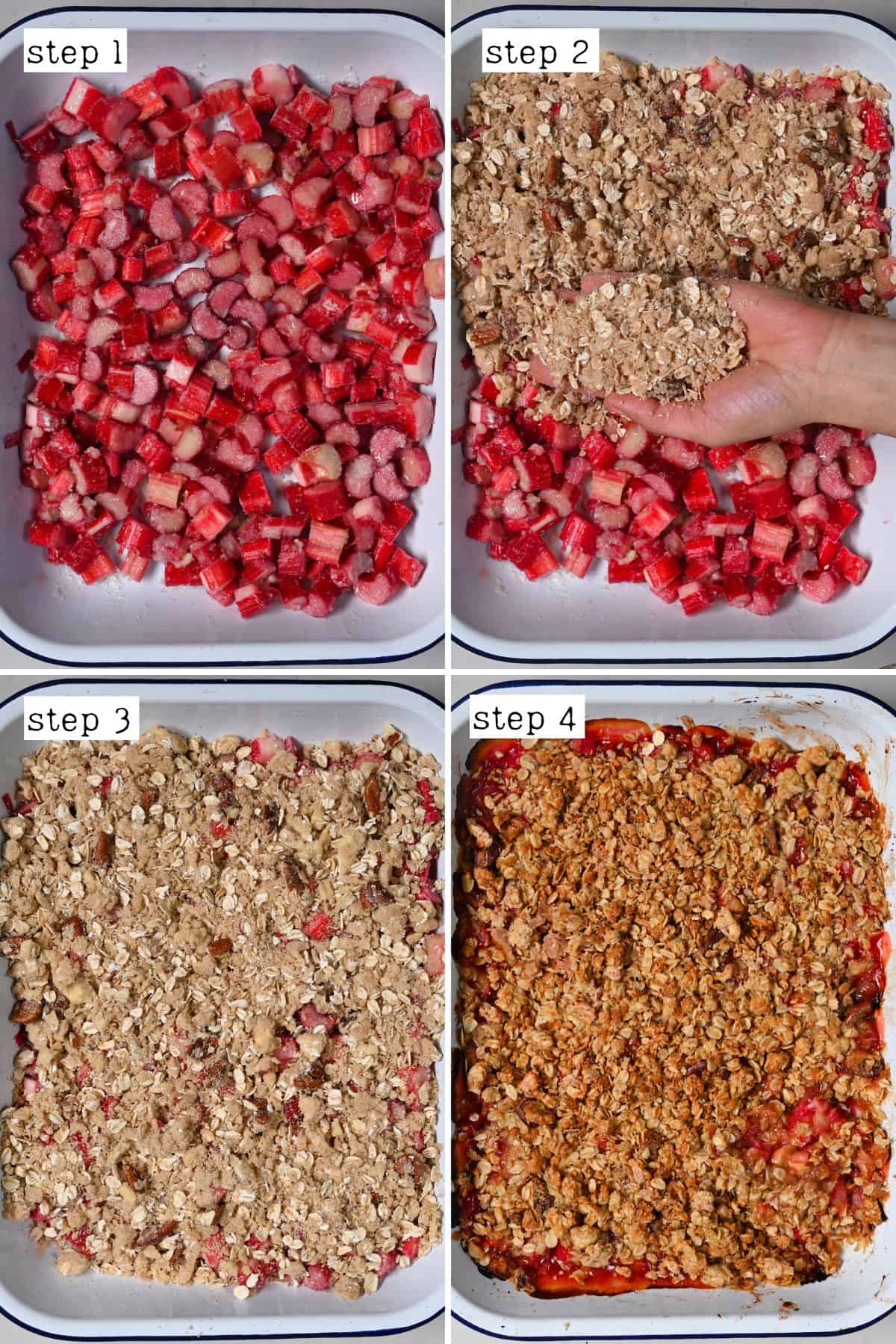 Steps for making rhubarb crisp