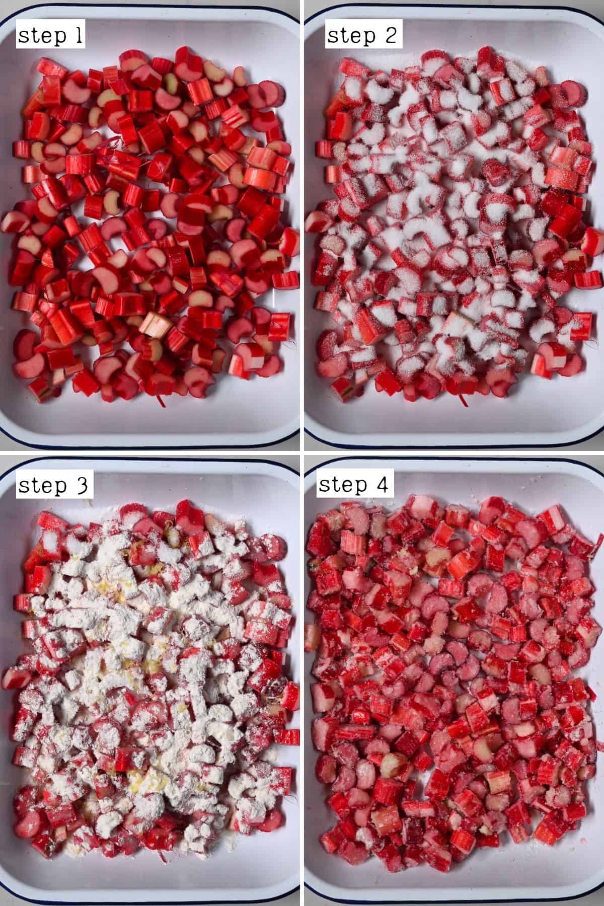 Steps for preparing rhubarb mixture