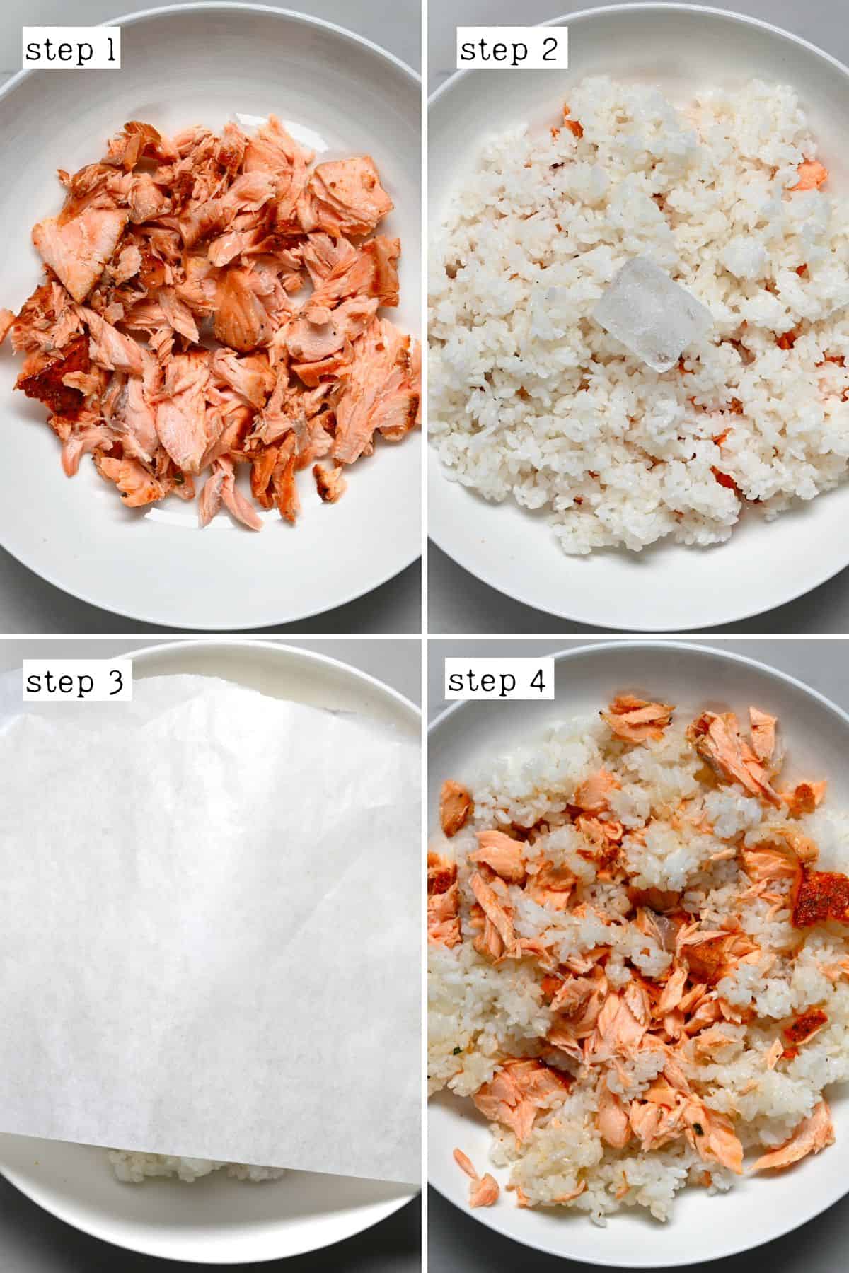 Steps for warming salmon and rice