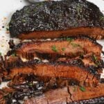 Slow cooker beef brisket cut into slices with BBQ sauce - 16