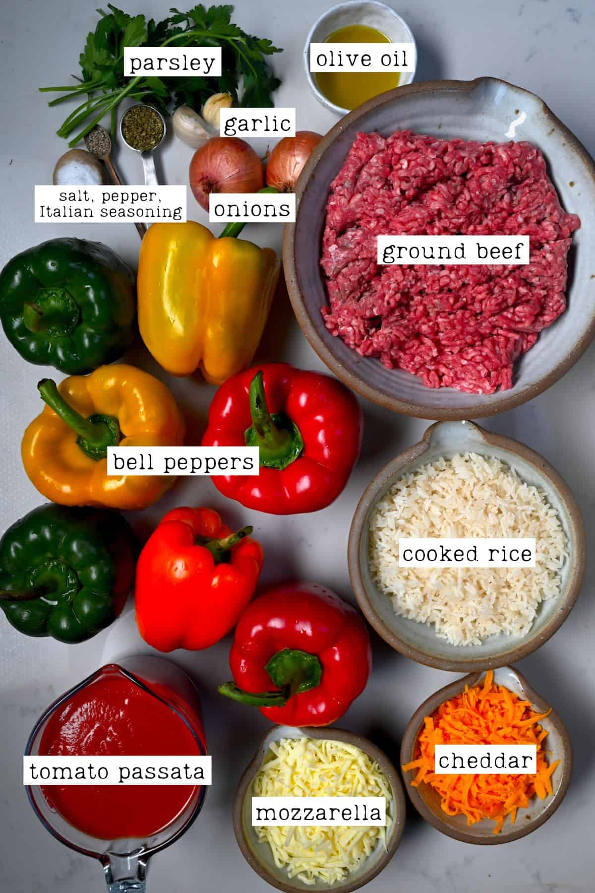 Ingredients for stuffed peppers