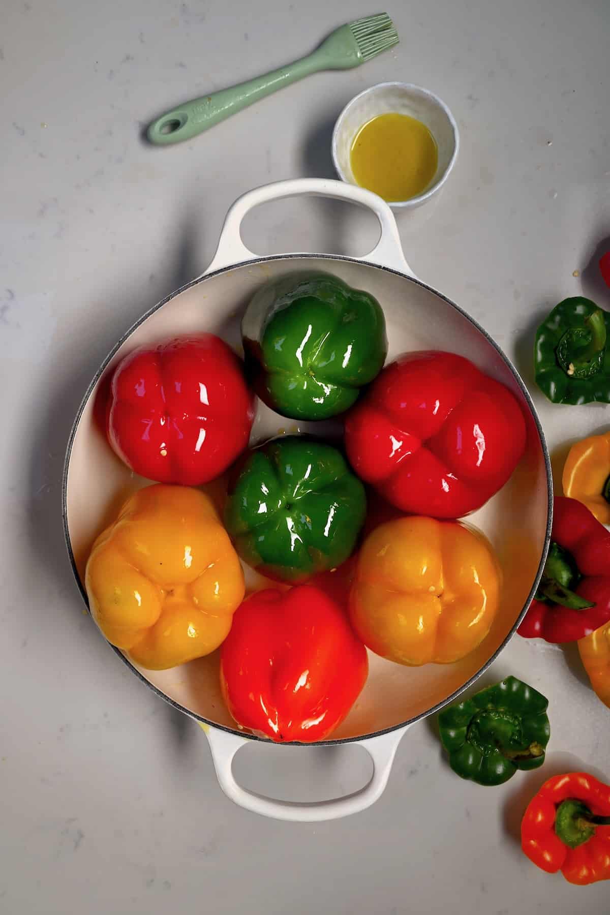 Preparing bell peppers for cooking