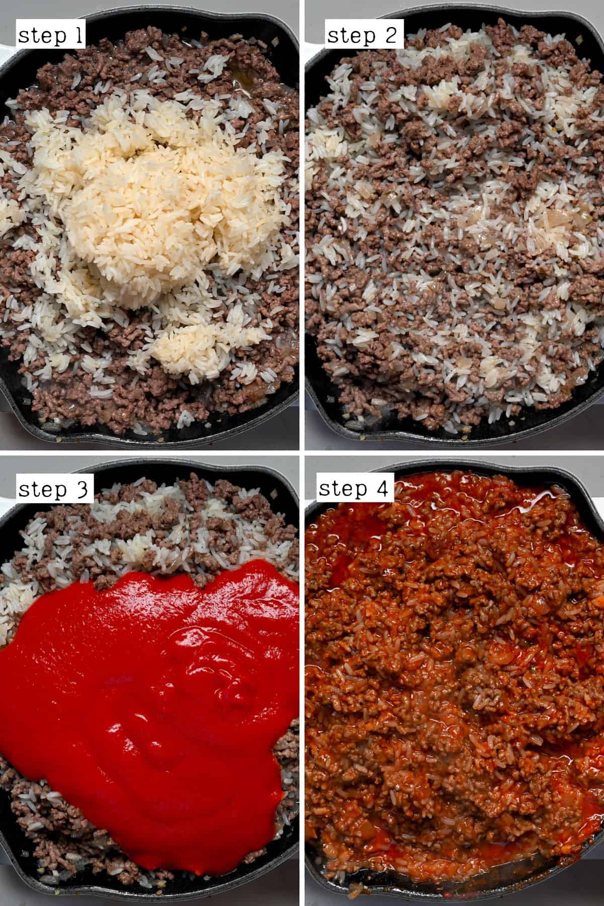 Steps for making stuffing for peppers