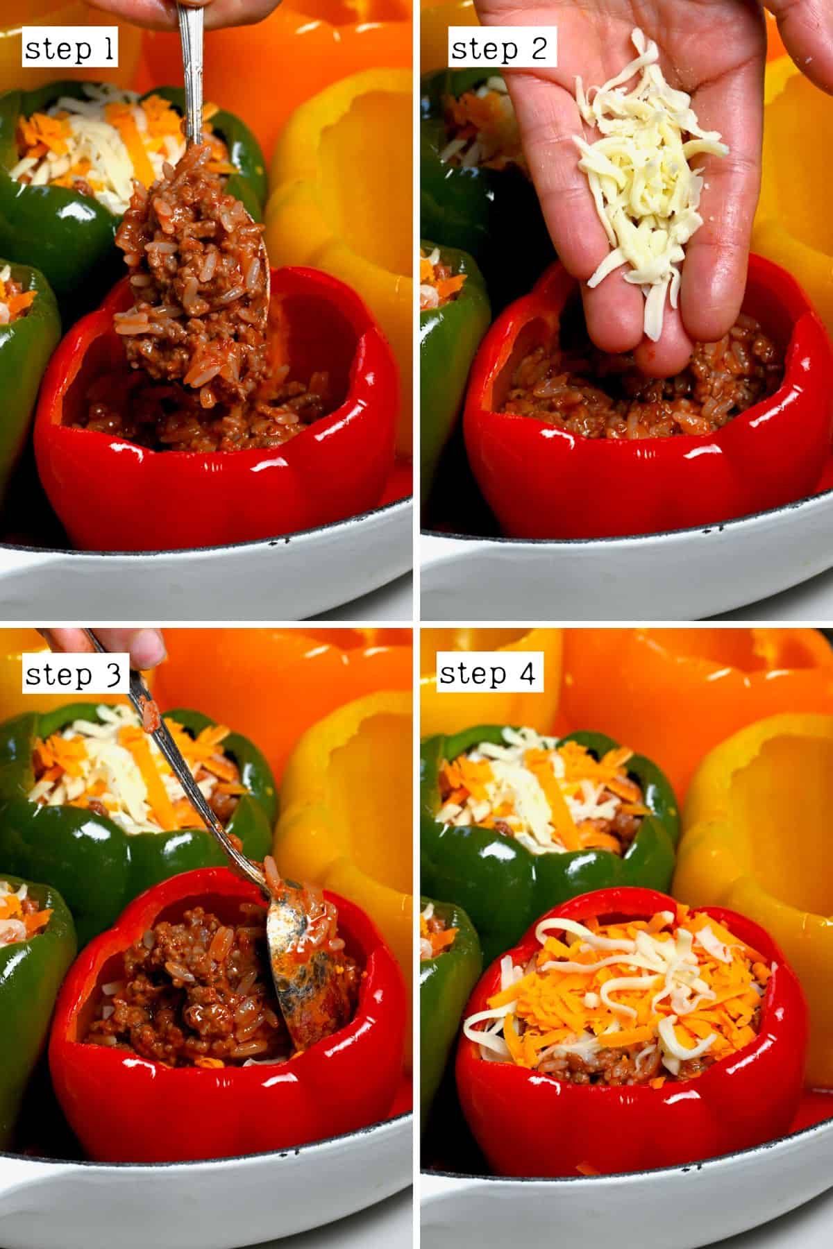 Steps for stuffing peppers