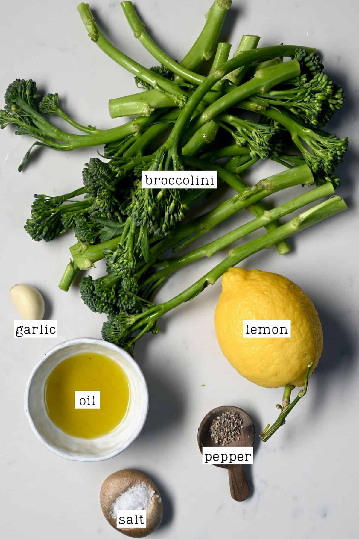 Ingredients for sautéing broccolini