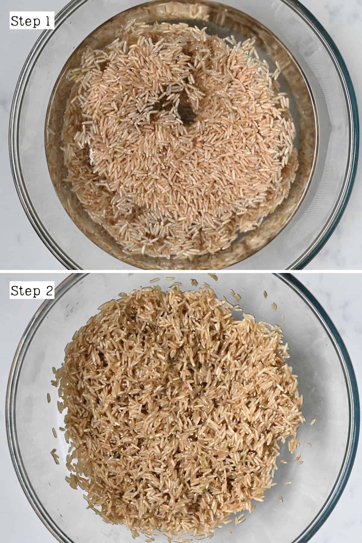 Steps for rinsing brown rice