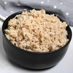 A small bowl with perfectly cooked brown rice