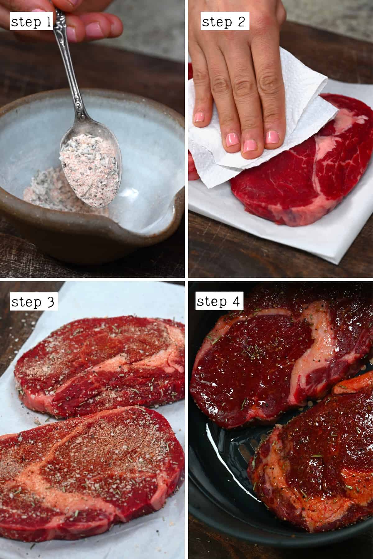 Steps for preparing steak for air frying