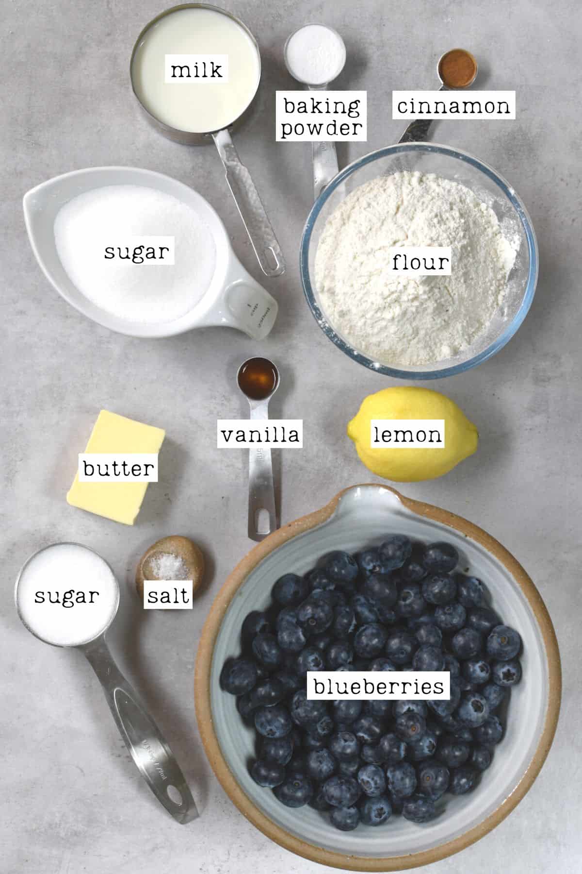 Ingredients for blueberry cobbler
