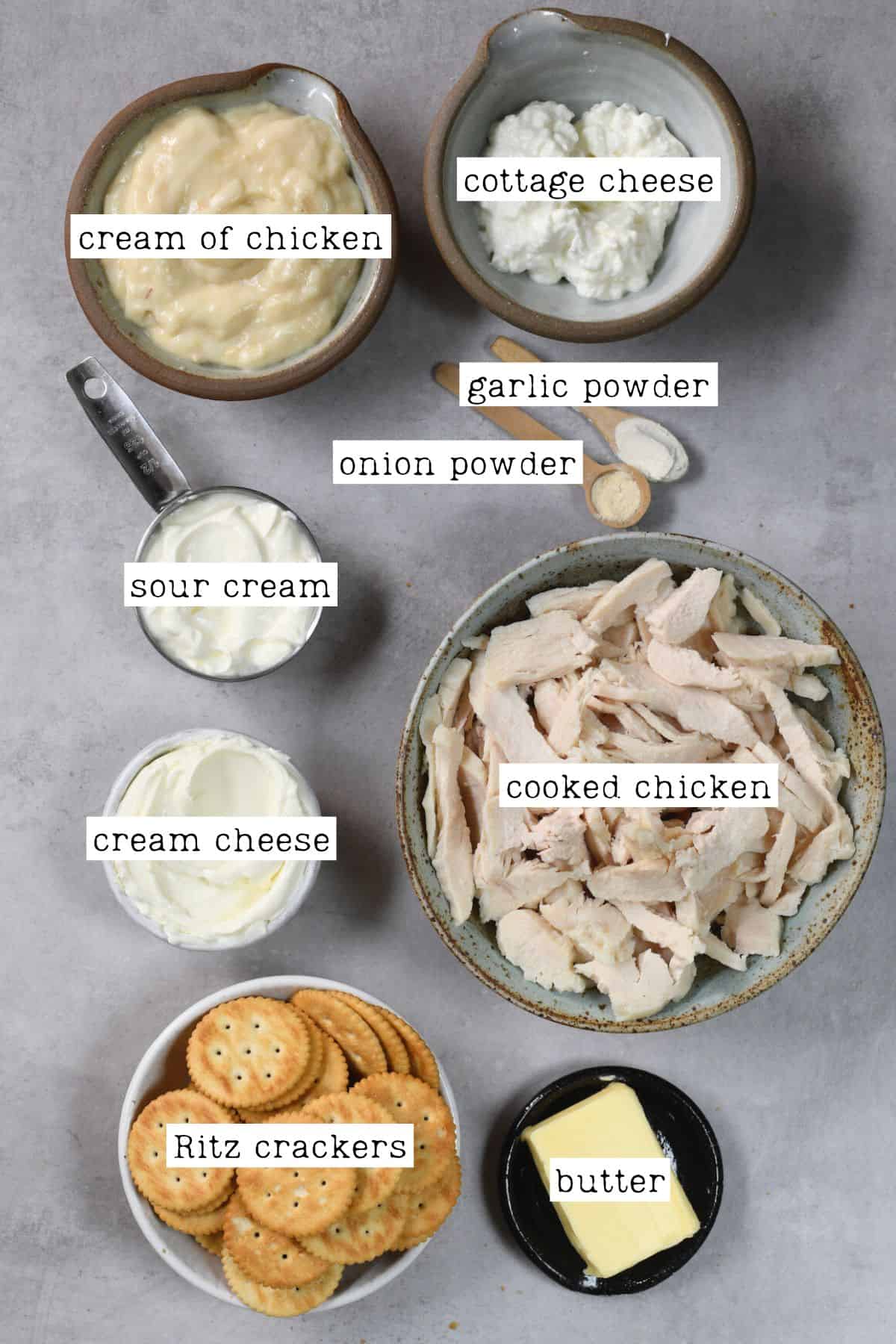 Ingredients for chicken casserole