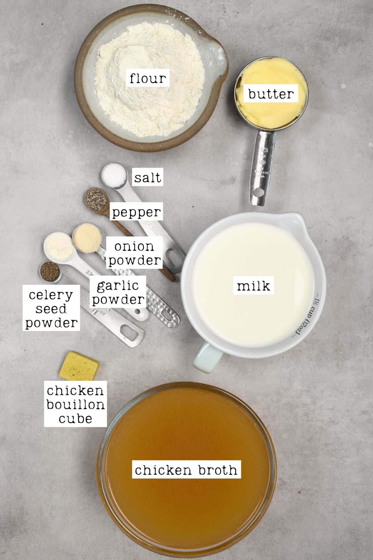 Ingredients for cream of chicken soup