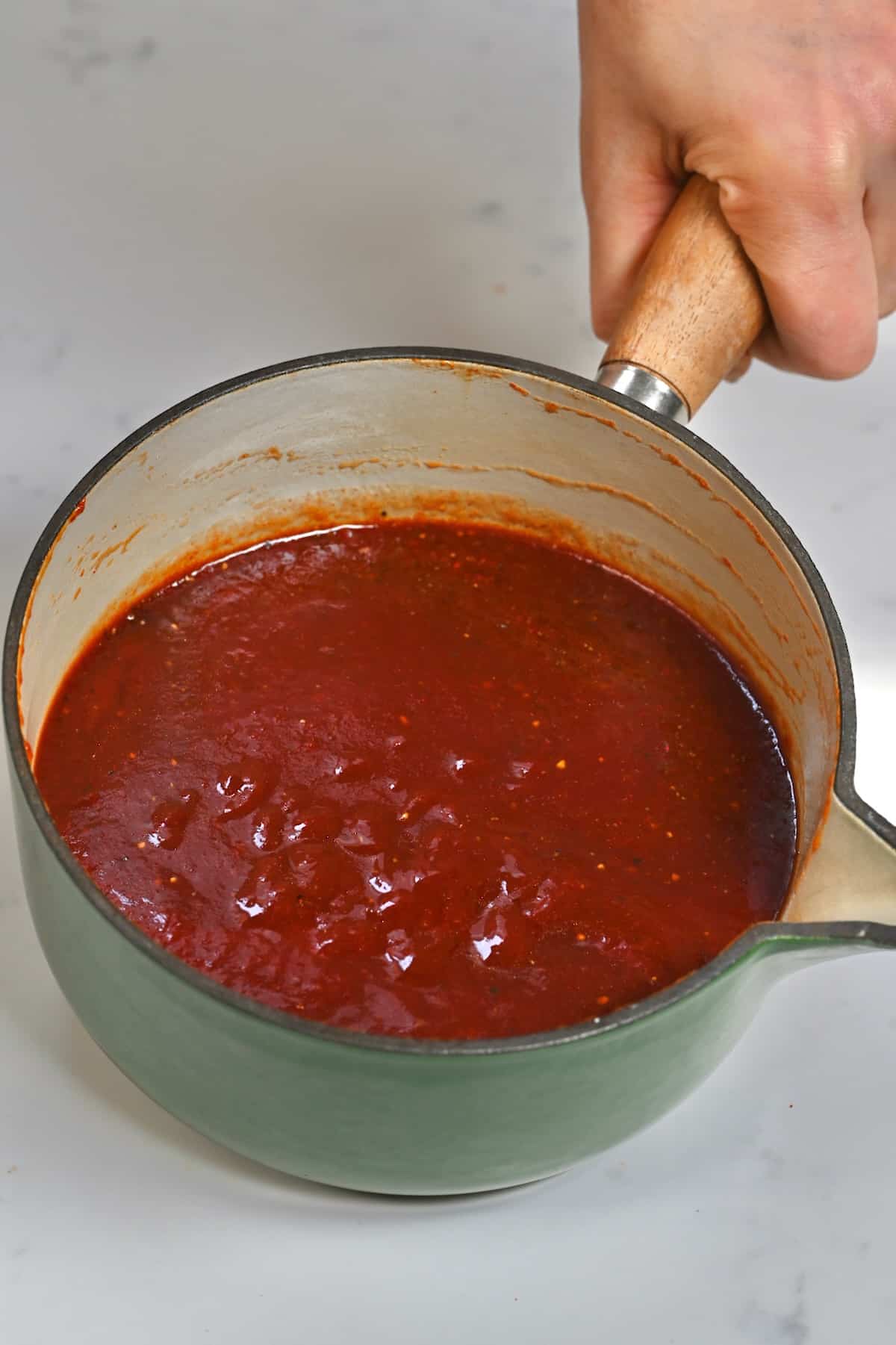 Homemade BBQ sauce in a pot