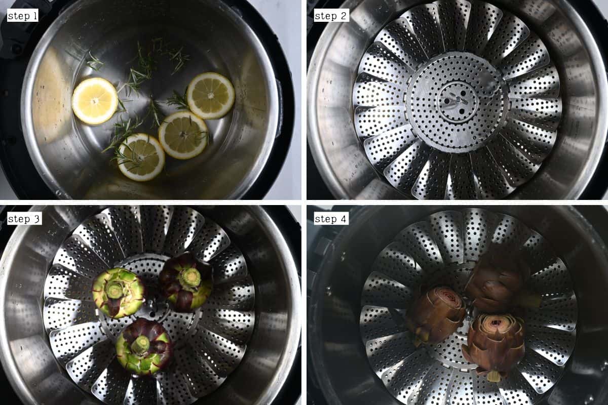 Steps for steaming artichokes in an instant pot
