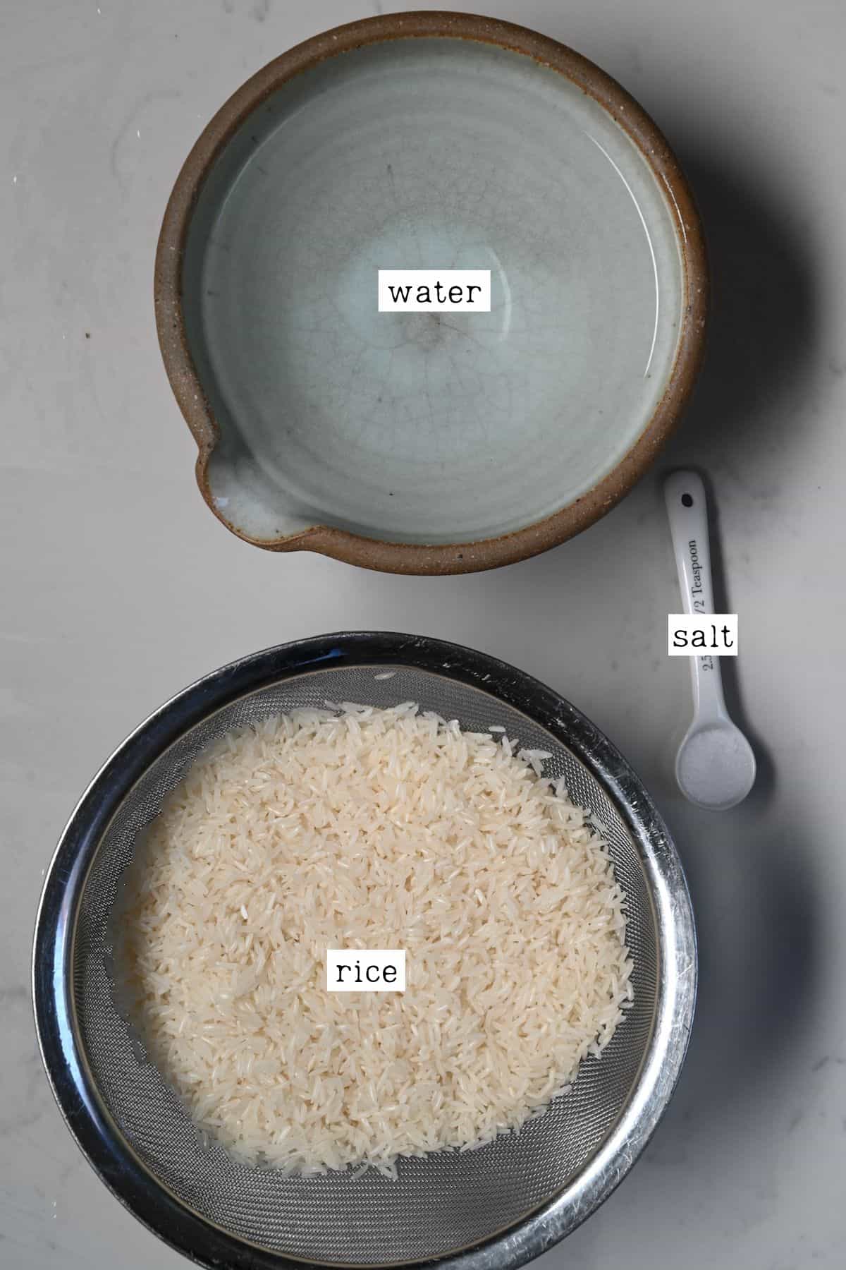 Jasmine rice, water and salt