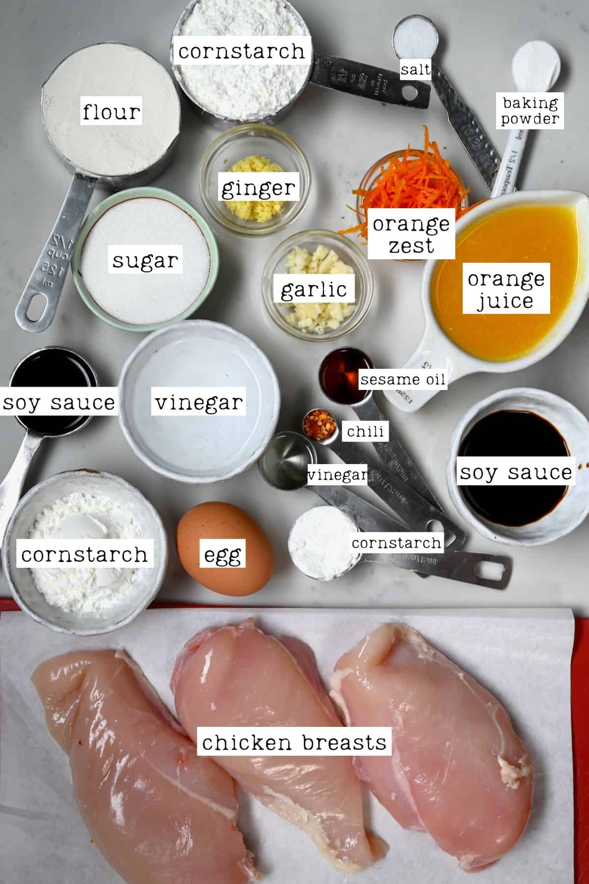 Ingredients for orange chicken