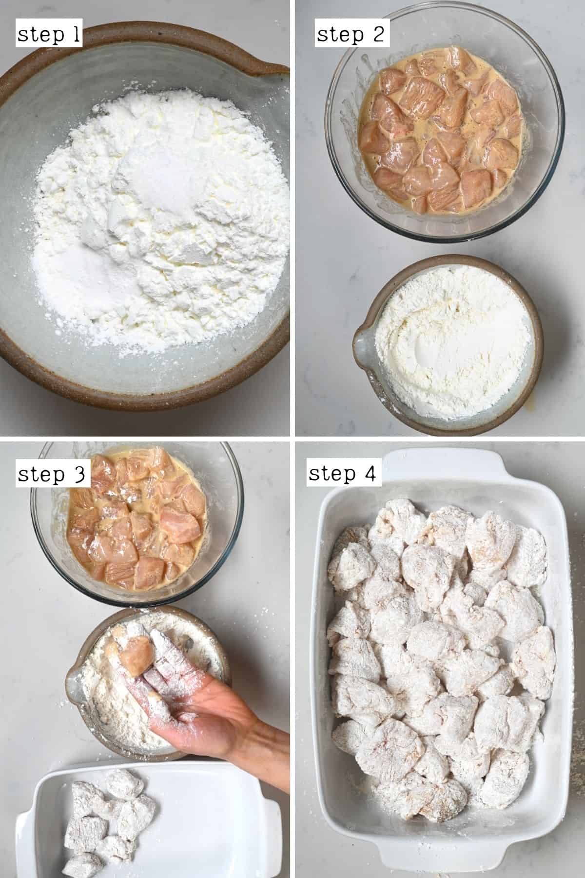 Steps for breading chicken with flour