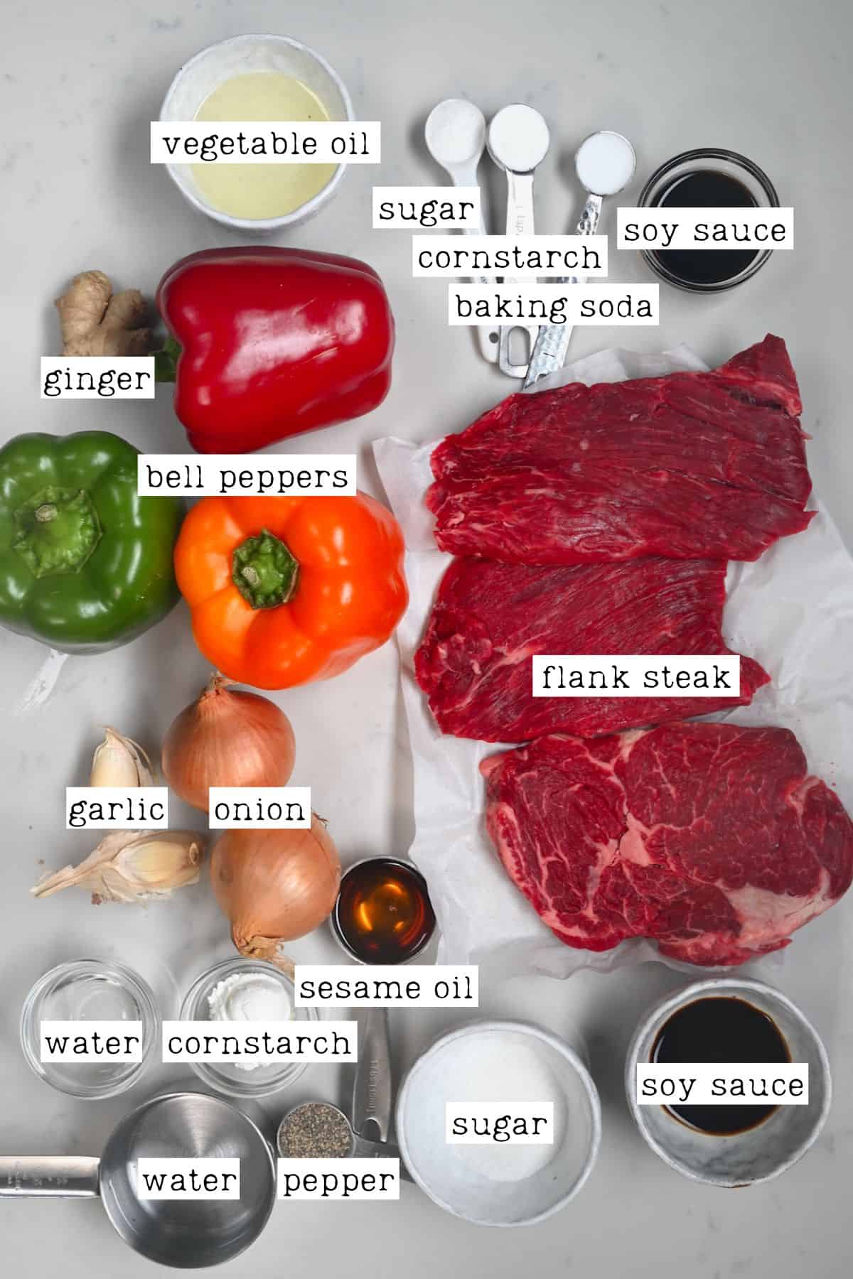 Ingredients for pepper steak
