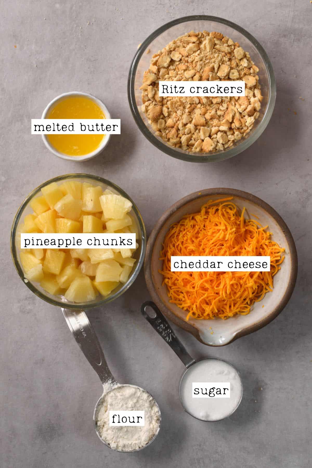 Ingredients for pineapple casserole