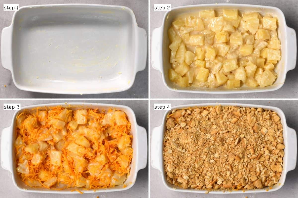 Steps for layering pineapple casserole