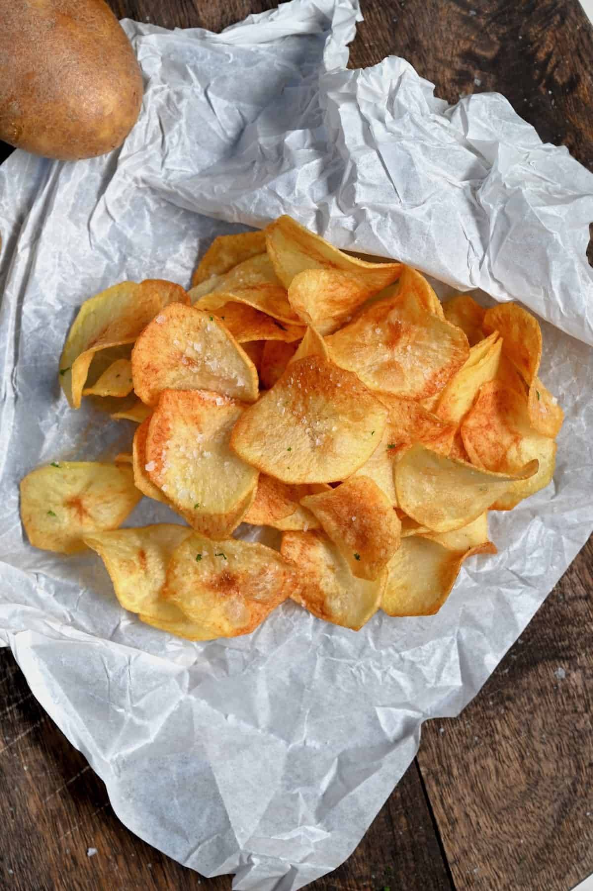 A serving of homemade potato chips