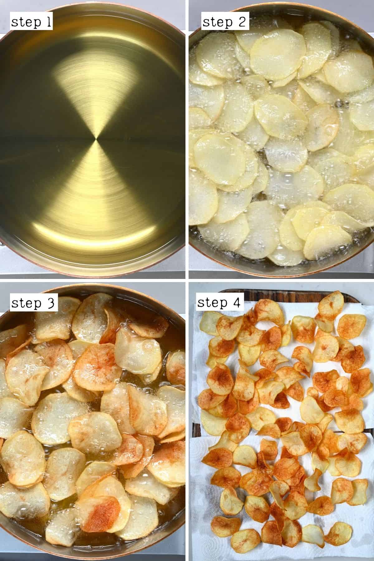 Steps for frying potato chips