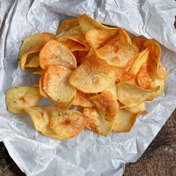A serving of homemade potato chips