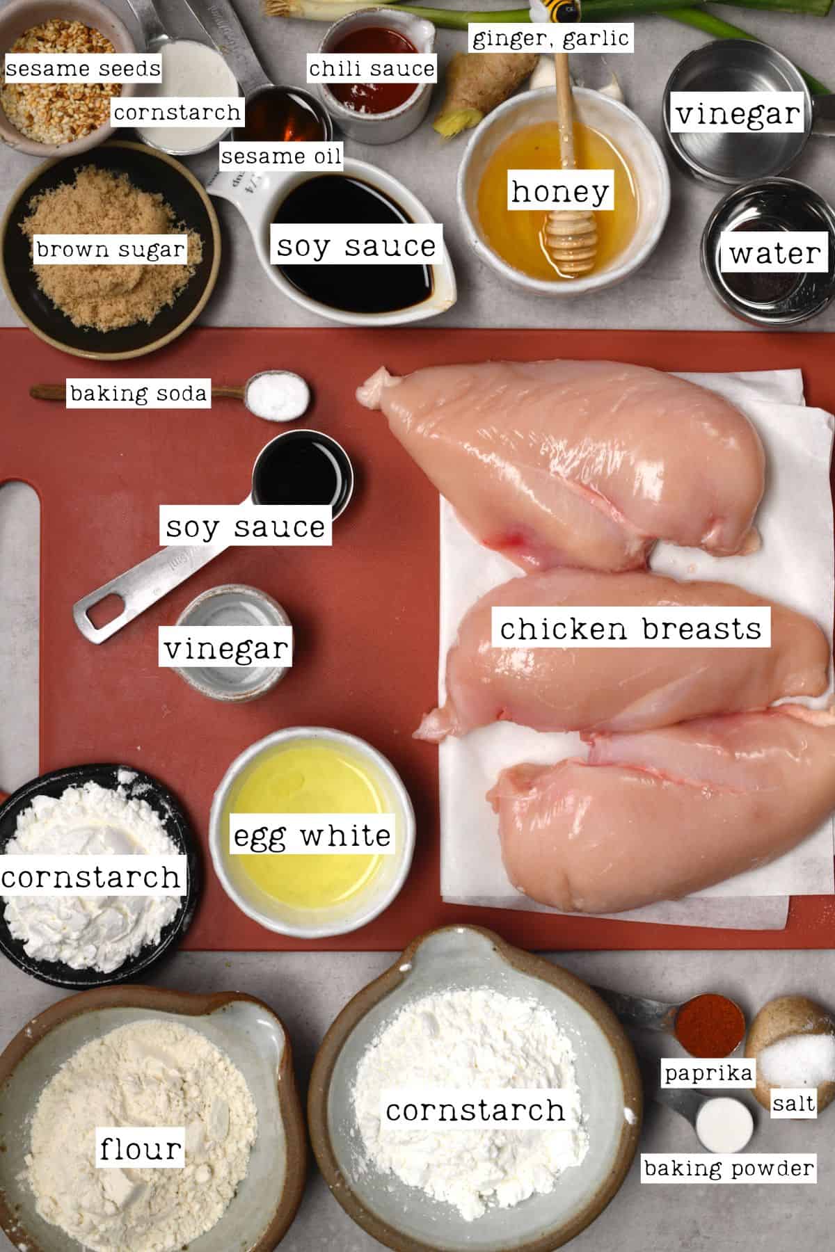 Ingredients for sesame chicken
