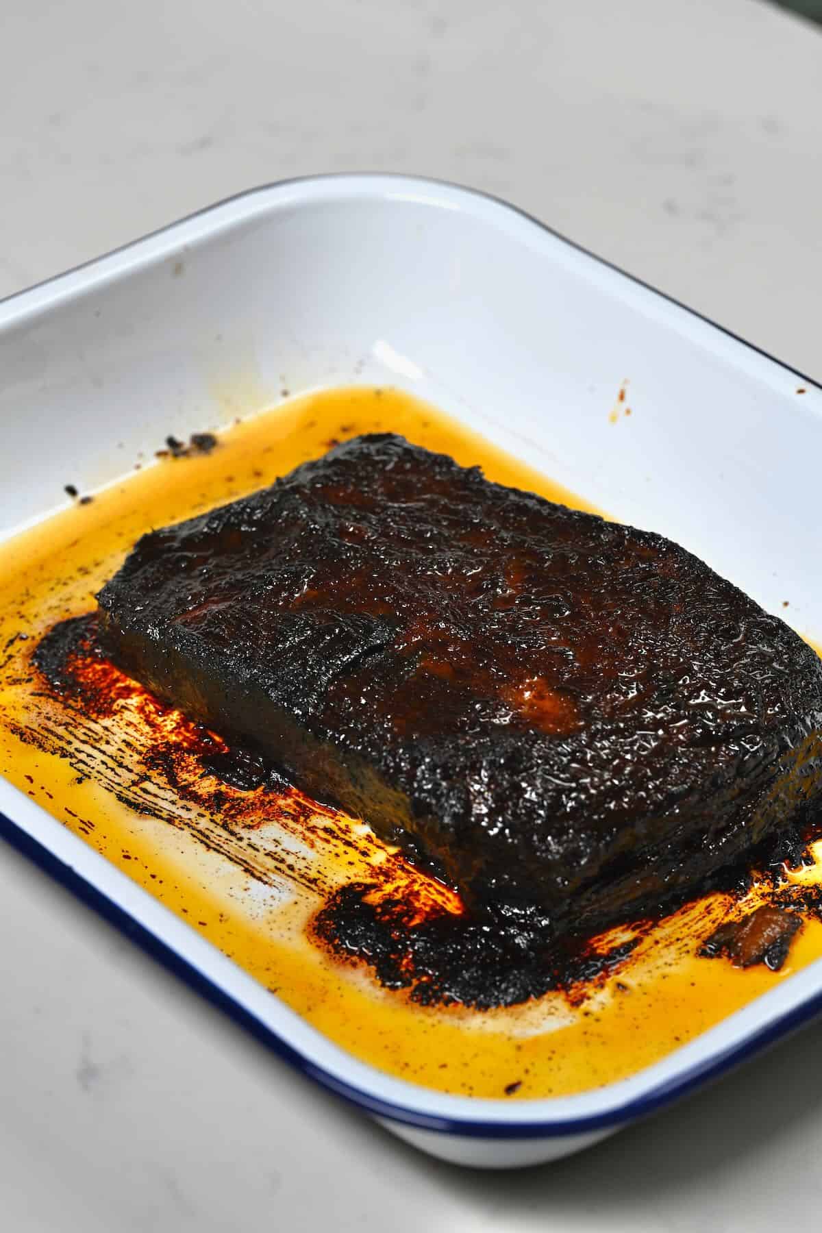 Brisket caramelized in the oven