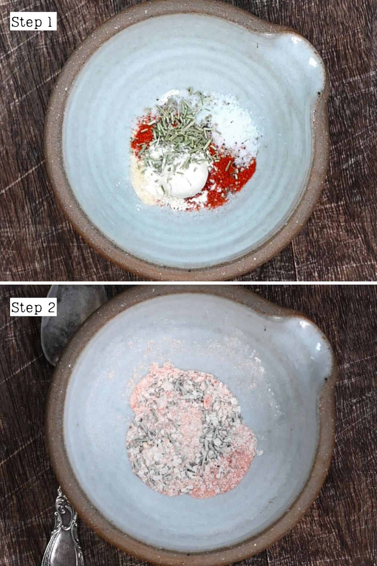 Mixing spices in a bowl