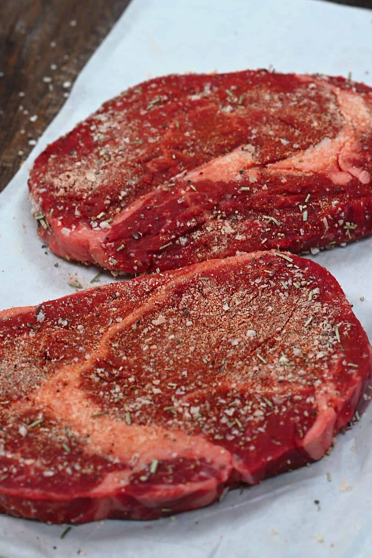 Steak with seasoning