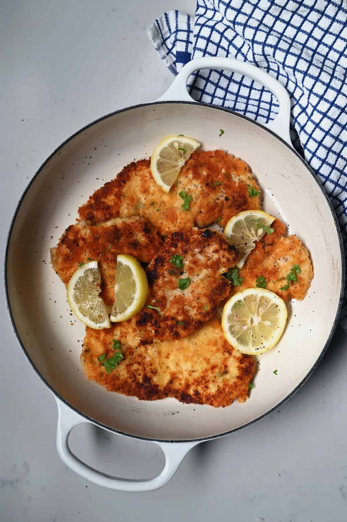 Chicken cutlets in a pan