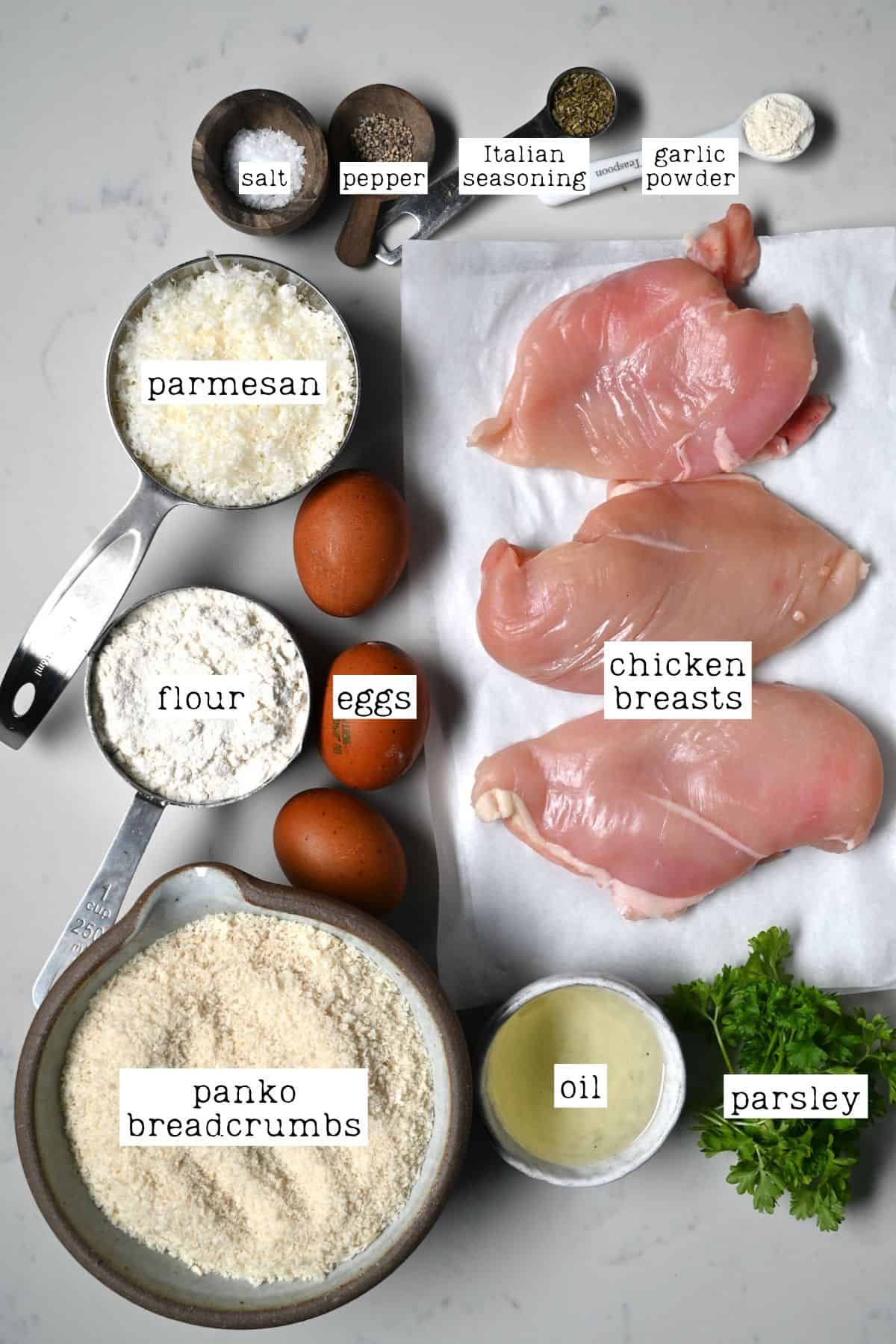 Ingredients for chicken cutlets
