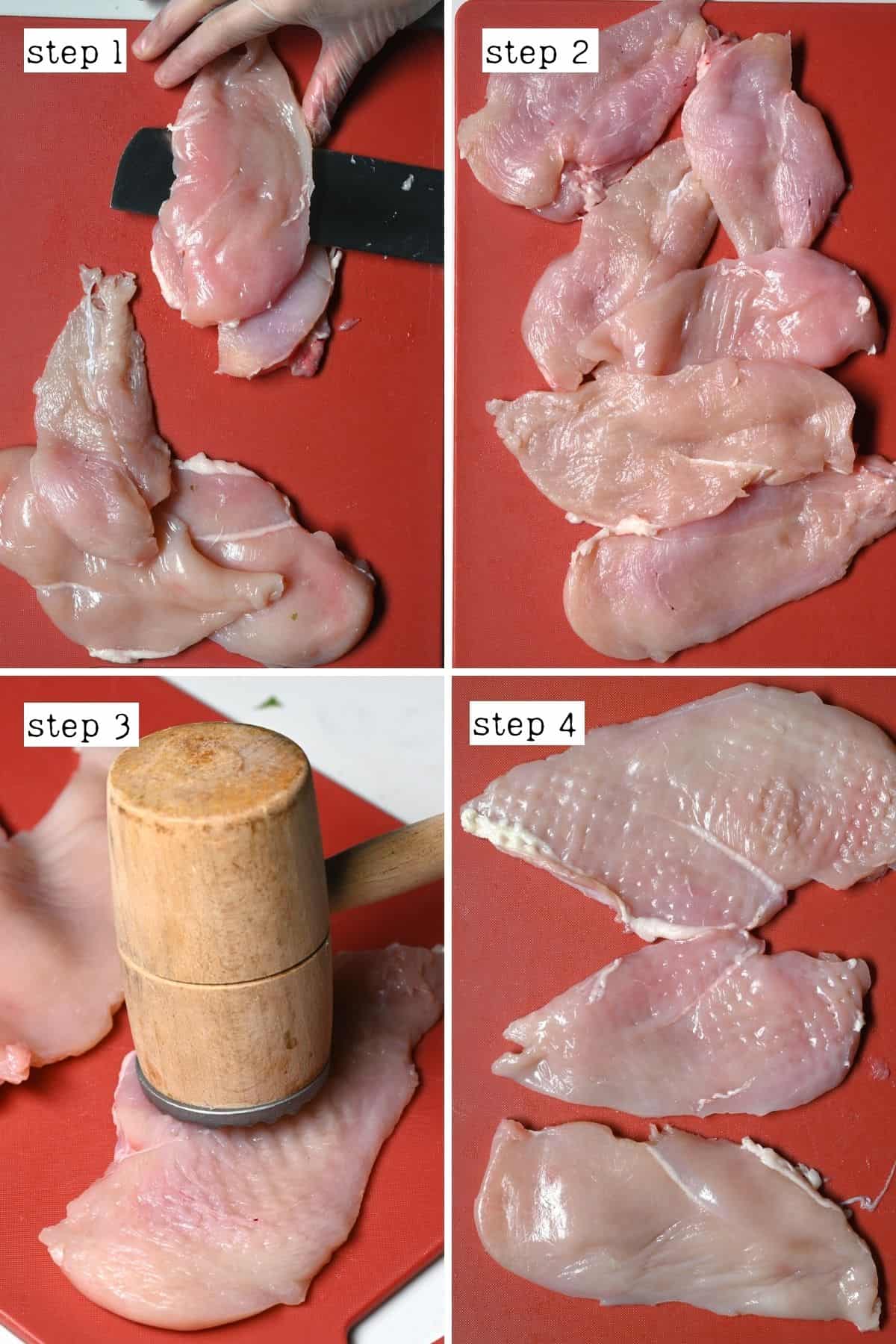 Steps for flattening chicken breasts